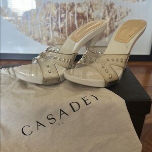 Casadei Women's Cream Slide Sandals